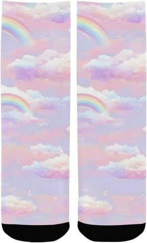 Soft Rainbow Vibe Hiking Socks - Toddler Boys & Girls Warm Thick Thermal Winter Crew Socks for School, Daily Wear & Outdoor Activities in Kuwait