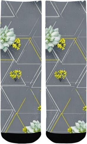 Succulent Geo Print Hiking Socks - Toddler Boys & Girls Warm Thick Thermal Winter Crew Socks for School, Daily Wear & Outdoor Activities in Kuwait