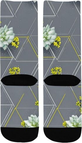 Succulent Geo Print Hiking Socks - Toddler Boys & Girls Warm Thick Thermal Winter Crew Socks for School, Daily Wear & Outdoor Activities in Kuwait