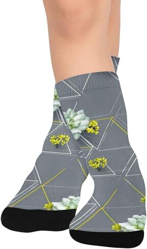 Succulent Geo Print Hiking Socks - Toddler Boys & Girls Warm Thick Thermal Winter Crew Socks for School, Daily Wear & Outdoor Activities in Kuwait