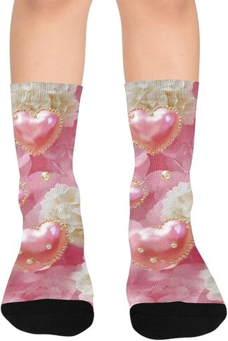 Romantic Lace Motif Pink Hiking Socks - Toddler Boys & Girls Warm Thick Thermal Winter Crew Socks for School, Daily Wear & Outdoor Activities in Kuwait