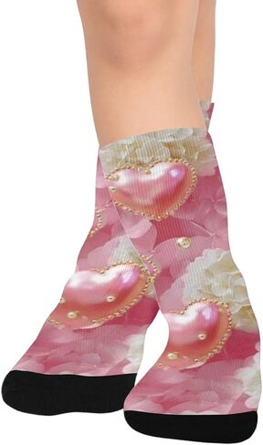 Romantic Lace Motif Pink Hiking Socks - Toddler Boys & Girls Warm Thick Thermal Winter Crew Socks for School, Daily Wear & Outdoor Activities in Kuwait