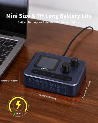 EROK Pocket Sonic - دواسة صغيرة متعددة التأثيرات، 60+ تأثيرات مدمجة، 20 أمبير للنمذجة مع استنساخ النغمات، 20 خزانة IR، تسجيل OTG، قابلة لإعادة الشحن مع تصميم مشبك in Kuwait