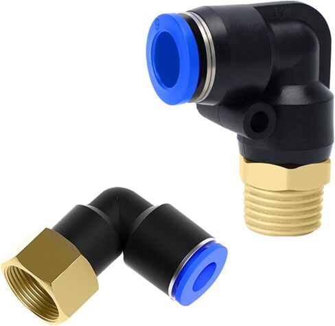 Pneumatic Quick Plugs PL8-02 Right Angle Threaded Elbow Tracheal Air Pump Connector Accessory 4-M5/6-01 1Pcs(蓝色PL6-M5) in Kuwait