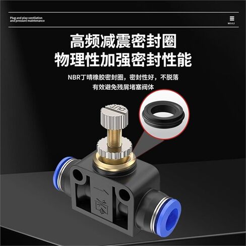 Pneumatic Tracheal Quick Connector SA4/6/8 Regulating Valve HVFF4/8 Straight Through PA10/12 1Pcs(蓝色HVFF-8) in Kuwait