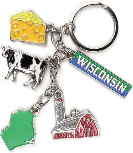 Westmon Works Wisconsin Keychain with Charms Metal Key Ring Souvenir of the Badger State in Saudi Arabia