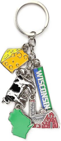 Westmon Works Wisconsin Keychain with Charms Metal Key Ring Souvenir of the Badger State in Saudi Arabia