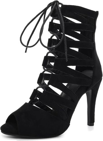 Ballroom Dance Boots Lace-up Hollow Out Latinb Salsa Tango Performence Practice Party Heels in Saudi Arabia
