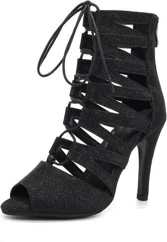 Ballroom Dance Boots Lace-up Hollow Out Latinb Salsa Tango Performence Practice Party Heels in Saudi Arabia