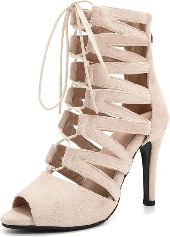 Ballroom Dance Boots Lace-up Hollow Out Latinb Salsa Tango Performence Practice Party Heels in Saudi Arabia