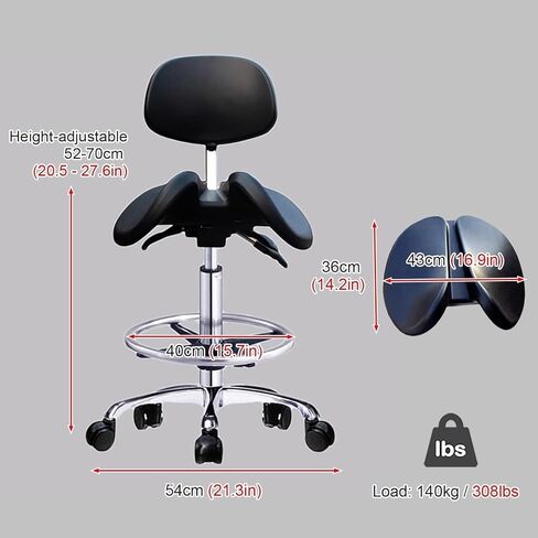 Saddle Chair Dental Office Saddle Swivel Chair Adjustable Height, Ergonomic Rolling Stool with Cushion Cover, Standing Work Desk Seat for Home/Office(52) in Saudi Arabia