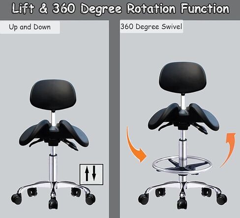 Saddle Chair Dental Office Saddle Swivel Chair Adjustable Height, Ergonomic Rolling Stool with Cushion Cover, Standing Work Desk Seat for Home/Office(52) in Saudi Arabia