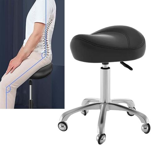 Swivel Chair Ergonomic Saddle Stool Dental Saddle Chair, Heavy-Duty Hydraulic Rolling Stool Chair with Wheels, Adjustable Stool for Clinic Studio Tattoo(Black) in Saudi Arabia