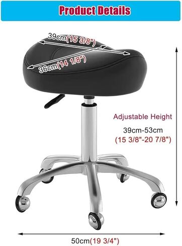 Swivel Chair Ergonomic Saddle Stool Dental Saddle Chair, Heavy-Duty Hydraulic Rolling Stool Chair with Wheels, Adjustable Stool for Clinic Studio Tattoo(Black) in Saudi Arabia