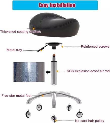 Swivel Chair Ergonomic Saddle Stool Dental Saddle Chair, Heavy-Duty Hydraulic Rolling Stool Chair with Wheels, Adjustable Stool for Clinic Studio Tattoo(Black) in Saudi Arabia