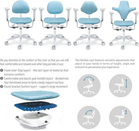 كرسي الطبيب المجهر متعدد الوظائف طبيب البراز مع مسند ذراع قابل للتعديل U-سلسلة الجلد يشعر الجلود رفع كرسي PLST-093 in Kuwait