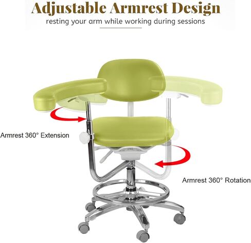 كرسي ديناميكي مريح دوار 360 درجة من REEHUT مقعد متحرك لأطباء الأسنان ممرضة مع مسند للقدمين كرسي قابل للتعديل ببغاء أخضر in Kuwait