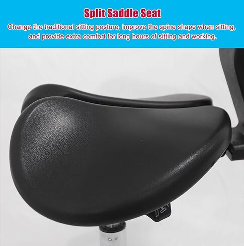 Rolling Saddle Stool, Ergonomic Swivel Chair with Backrest, Hydraulic Lift for Dental, Hospital, Home Office - Comfortable Split Seat Design, Ideal for Long Hours in Saudi Arabia