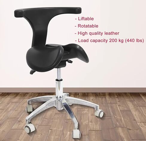 Rolling Saddle Stool, Ergonomic Swivel Chair with Backrest, Hydraulic Lift for Dental, Hospital, Home Office - Comfortable Split Seat Design, Ideal for Long Hours in Saudi Arabia