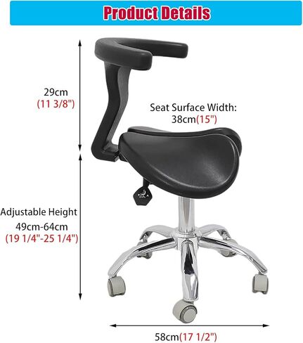 Rolling Saddle Stool, Ergonomic Swivel Chair with Backrest, Hydraulic Lift for Dental, Hospital, Home Office - Comfortable Split Seat Design, Ideal for Long Hours in Saudi Arabia