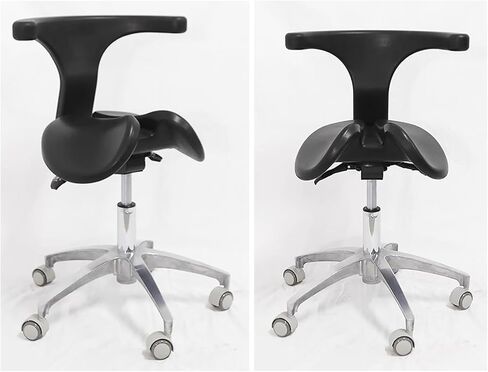 Rolling Saddle Stool, Ergonomic Swivel Chair with Backrest, Hydraulic Lift for Dental, Hospital, Home Office - Comfortable Split Seat Design, Ideal for Long Hours in Saudi Arabia