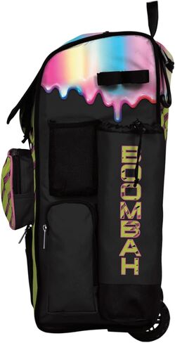 Boombah Rolling Superpack Baseball/Softball Gear Bag - Telescopic Handle - Holds 4 Bats - Wheeled Version - Softball Homerun Drip Optic Yellow/Black/Pink in Saudi Arabia