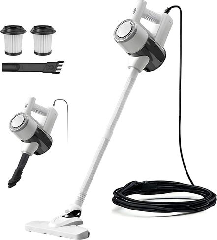 مكنسة كهربائية بكابل طاقة طويل للغاية بطول 33 قدمًا، مكنسة كهربائية محمولة بقوة 600 وات وخفيفة الوزن 2 في 1، كوب غبار سعة 1.5 لتر، فلتر HEPA قابل للغسل، مكنسة كهربائية سلكية للأرضيات الصلبة والبلاط in Kuwait