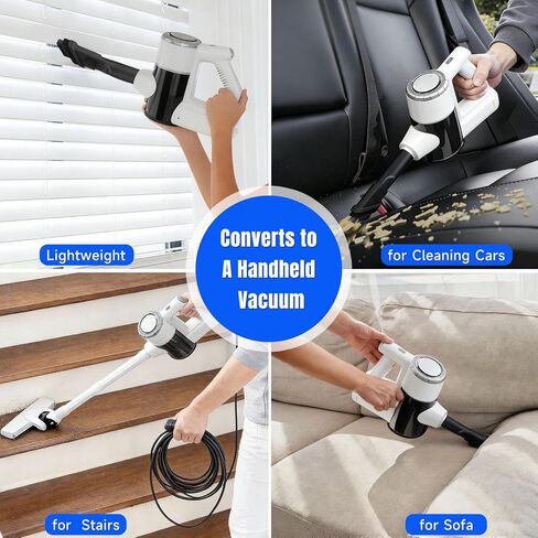 مكنسة كهربائية بكابل طاقة طويل للغاية بطول 33 قدمًا، مكنسة كهربائية محمولة بقوة 600 وات وخفيفة الوزن 2 في 1، كوب غبار سعة 1.5 لتر، فلتر HEPA قابل للغسل، مكنسة كهربائية سلكية للأرضيات الصلبة والبلاط in Kuwait