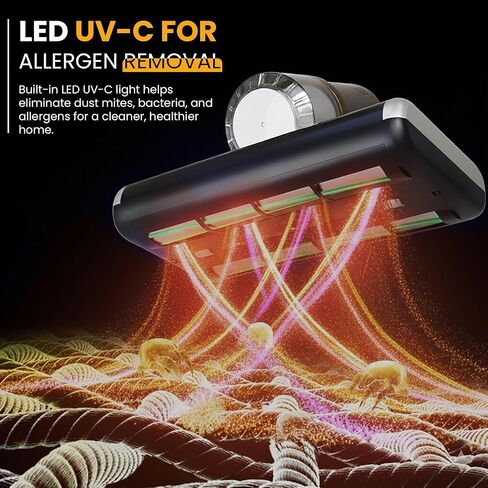Mattress Vacuum BED CLEANER with UV-C LIGHT, 14kPa Suction, DUAL FILTERS & Dual Rollers, Furniture Handheld Vacuum Cleaner Dust Sensor, CORDED HANDHELD VACUUM for SOFA, Fabric & PET HAIR in Saudi Arabia