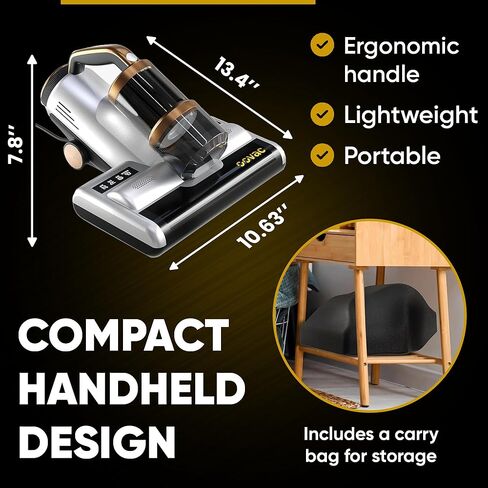 Mattress Vacuum BED CLEANER with UV-C LIGHT, 14kPa Suction, DUAL FILTERS & Dual Rollers, Furniture Handheld Vacuum Cleaner Dust Sensor, CORDED HANDHELD VACUUM for SOFA, Fabric & PET HAIR in Saudi Arabia