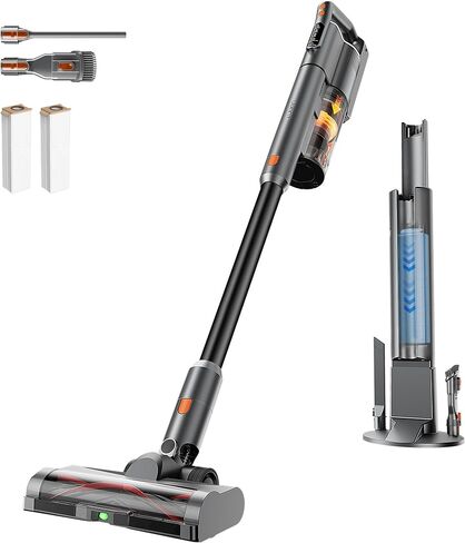 uwant V500 Cordless Vacuum Cleaner with Auto Empty&Auto Dust Scrap System, 7-Layer HEPA Filtration, Anti-Tangle Brush, Stick Vacuum for Pet Hair, Hard Floors, Carpet，Grey in Saudi Arabia