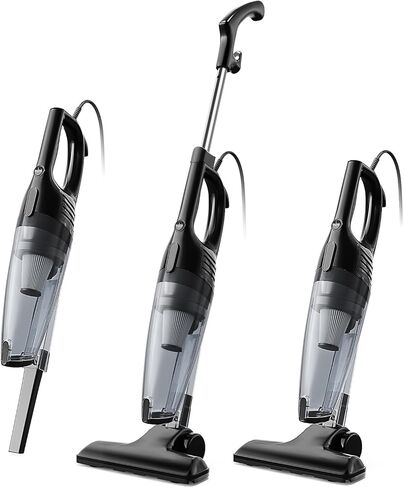 Avvnee Corded Stick Vacuum Cleaner, 15000Pa Powerful Suction, Lightweight 3 lbs for Pet Hair & Hard Floors, Long 16.7ft Cord, 1L Dust Cup & Crevice Tool Included, Black in Saudi Arabia