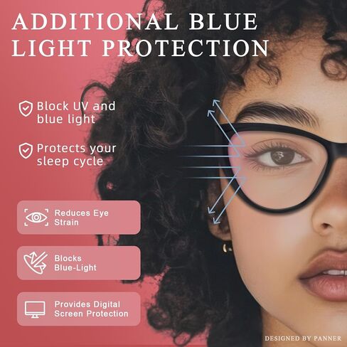 نظارات PANNER الزرقاء لحجب الضوء للنساء، إطار نظارات Bluelight Blocker للكمبيوتر Cateye Clear Cat Eye in Kuwait