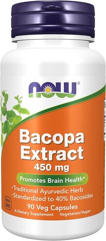 NOW Foods Supplements، مستخلص باكوبا (باكوبا مونيري) 450 مجم، يعزز صحة الدماغ*، 90 كبسولة نباتية in Kuwait