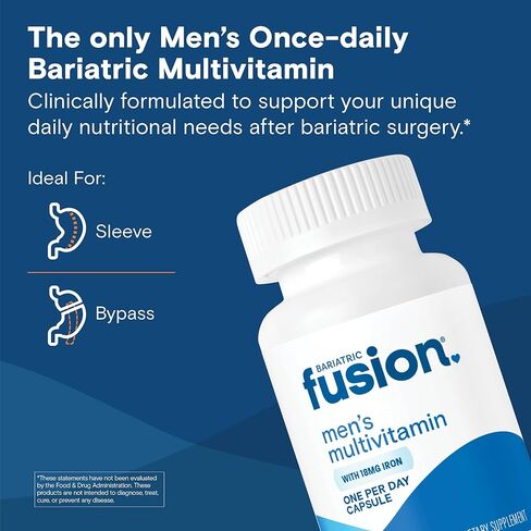 Bariatric Fusion One Per Day Bariatric Multivitamin with Iron for Men | with Prostate and Heart Support Vitamins* | Gastric Bypass and Sleeve Gastrectomy | 30 Capsules | 1 Month Supply in Kuwait