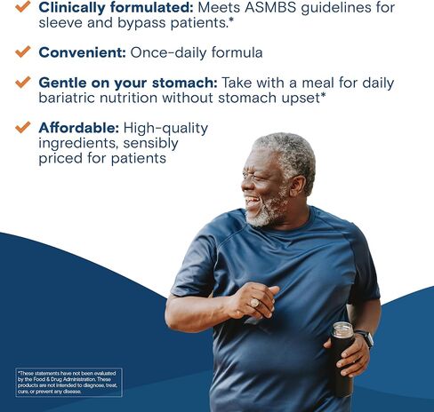 Bariatric Fusion One Per Day Bariatric Multivitamin with Iron for Men | with Prostate and Heart Support Vitamins* | Gastric Bypass and Sleeve Gastrectomy | 30 Capsules | 1 Month Supply in Kuwait