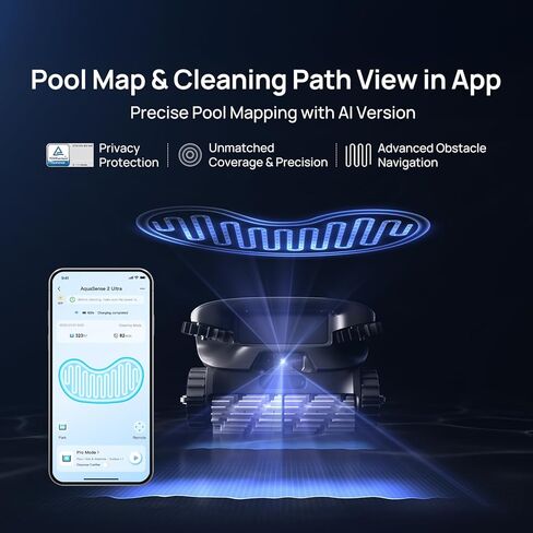Beatbot AquaSense 2 Ultra Cordless Robotic Pool Cleaner for Complex Pools, Mapping with AI Camera, 5-in-1 Cleaning, Smart Surface Parking, Skimmer with APP Control, Water Clarification – Abyssal Blue in Saudi Arabia