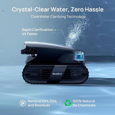 Beatbot AquaSense 2 Ultra Cordless Robotic Pool Cleaner for Complex Pools, Mapping with AI Camera, 5-in-1 Cleaning, Smart Surface Parking, Skimmer with APP Control, Water Clarification – Abyssal Blue in Saudi Arabia