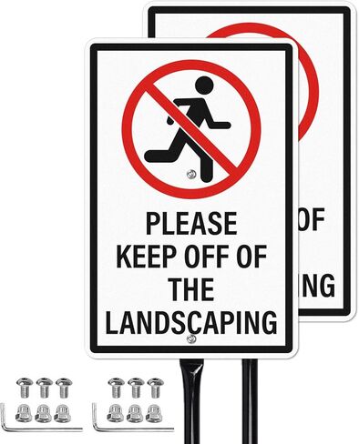 Please Keep Off Of The Landscaping Sign with Stakes 2 Pack Rust Free Aluminum Signage 12 × 8 Inches Keep Off Landscaping Signs for Yard Lawn Garden Outdoor in Saudi Arabia