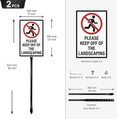 Please Keep Off Of The Landscaping Sign with Stakes 2 Pack Rust Free Aluminum Signage 12 × 8 Inches Keep Off Landscaping Signs for Yard Lawn Garden Outdoor in Saudi Arabia