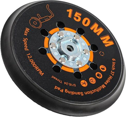 6 Inch 150mm Sander Backing Pad with 37 Holes 5/16-24 Thread Designed for MAXXT Orbital Sanders High-Speed Polishing and Sanding Disc Support Dust Extraction Woodworking Metalwork Auto Refinish in Saudi Arabia