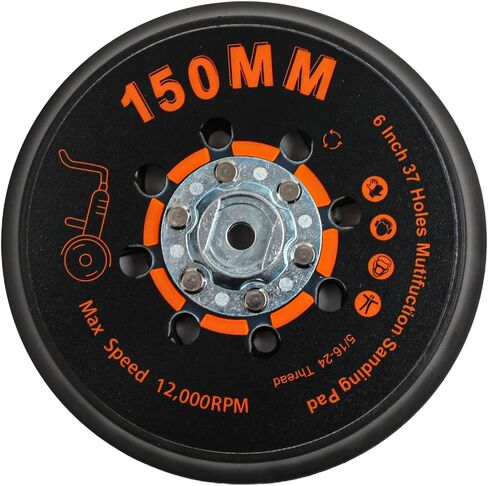 6 Inch 150mm Sander Backing Pad with 37 Holes 5/16-24 Thread Designed for MAXXT Orbital Sanders High-Speed Polishing and Sanding Disc Support Dust Extraction Woodworking Metalwork Auto Refinish in Saudi Arabia