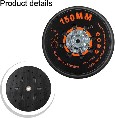 6 Inch 150mm Sander Backing Pad with 37 Holes 5/16-24 Thread Designed for MAXXT Orbital Sanders High-Speed Polishing and Sanding Disc Support Dust Extraction Woodworking Metalwork Auto Refinish in Saudi Arabia