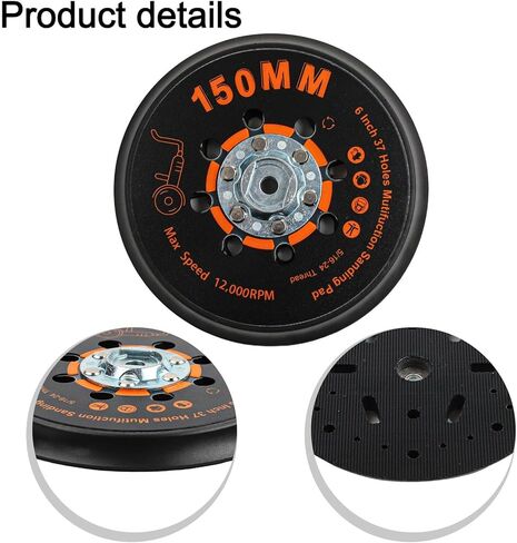 6 Inch 150mm Sander Backing Pad with 37 Holes 5/16-24 Thread Designed for MAXXT Orbital Sanders High-Speed Polishing and Sanding Disc Support Dust Extraction Woodworking Metalwork Auto Refinish in Saudi Arabia
