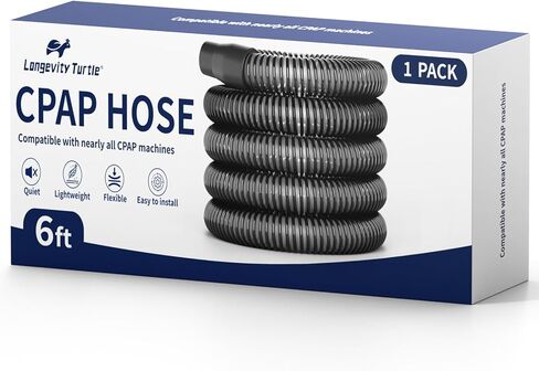 عبوة واحدة من خرطوم CPAP، أنابيب CPAP عالمية بطول 6 أقدام (72 بوصة) - أنبوب CPAP قياسي مقاس 22 مم متوافق مع معظم أجهزة CPAP، - لوازم وملحقات CPAP مرنة وخفيفة الوزن ومتينة، باللون الأسود in Kuwait