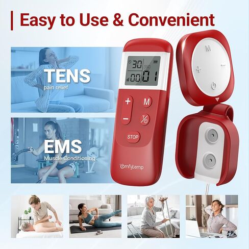 Comfytemp Transcutaneous Electrical Nerve Stimulator K6134, Wireless & Wired 2-in-1 TENS Unit Muscle Stimulator, TENS EMS Machine for Back, Shoulder, Wired Back Clip — Easy to Use Lying or Reclining in Saudi Arabia