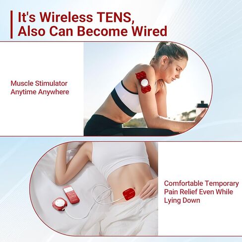 Comfytemp Transcutaneous Electrical Nerve Stimulator K6134, Wireless & Wired 2-in-1 TENS Unit Muscle Stimulator, TENS EMS Machine for Back, Shoulder, Wired Back Clip — Easy to Use Lying or Reclining in Saudi Arabia