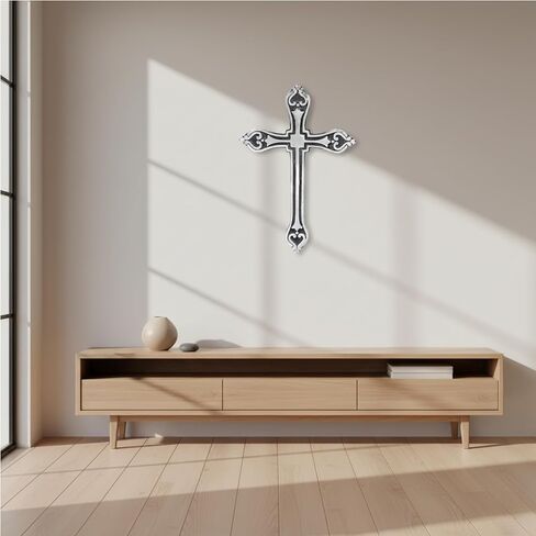 Castleore سهلة التعليق على الحائط لديكور المنزل الصلبان المسيحية الدينية للجدار | الأفضل للمنزل والمكتب وكهدية | الأزرق العتيقة | المقاس الطول 9.6 العرض 6.5 | in Kuwait