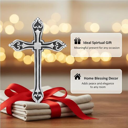 Castleore سهلة التعليق على الحائط لديكور المنزل الصلبان المسيحية الدينية للجدار | الأفضل للمنزل والمكتب وكهدية | الأزرق العتيقة | المقاس الطول 9.6 العرض 6.5 | in Kuwait