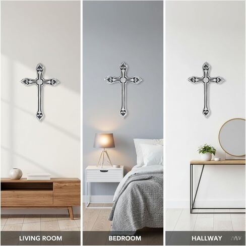 Castleore سهلة التعليق على الحائط لديكور المنزل الصلبان المسيحية الدينية للجدار | الأفضل للمنزل والمكتب وكهدية | الأزرق العتيقة | المقاس الطول 9.6 العرض 6.5 | in Kuwait